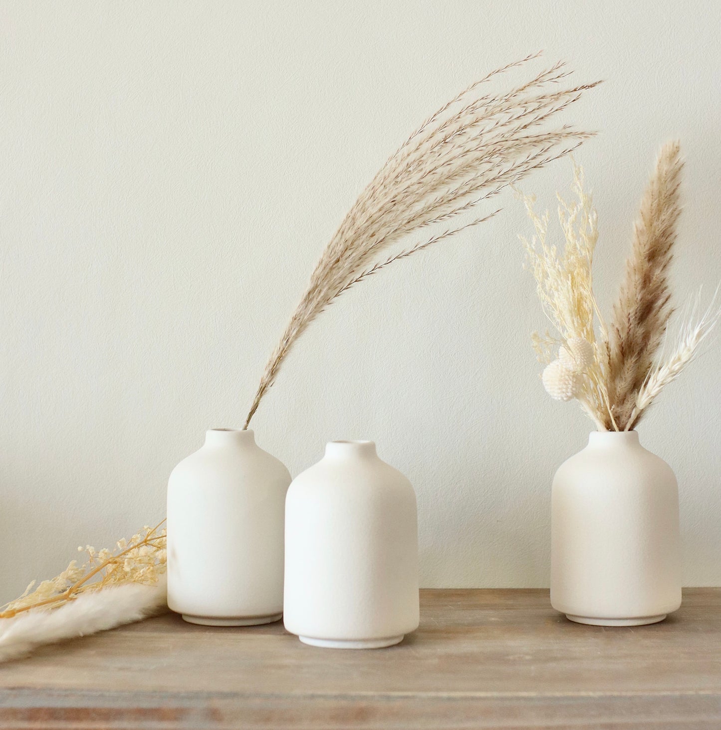 Minimalist White Ceramic Bud Vases, Set of 6 by Carrot's Den