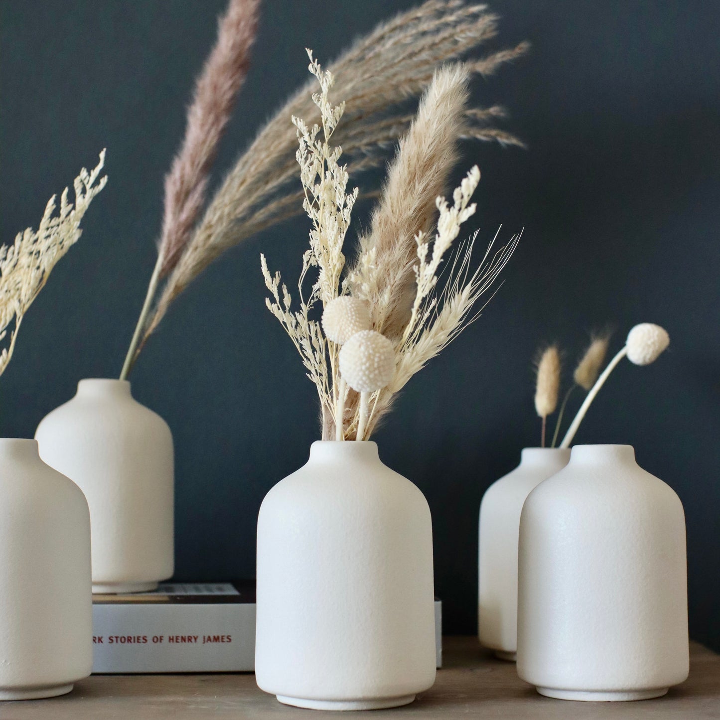 Minimalist White Ceramic Bud Vases, Set of 6 by Carrot's Den