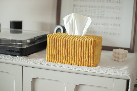 Corduroy Tissue Box Cover Rectangular / Mustard Yellow /  Kleenex Case Washable Fabric / Fall Home Decor Winter Thanksgiving Christmas