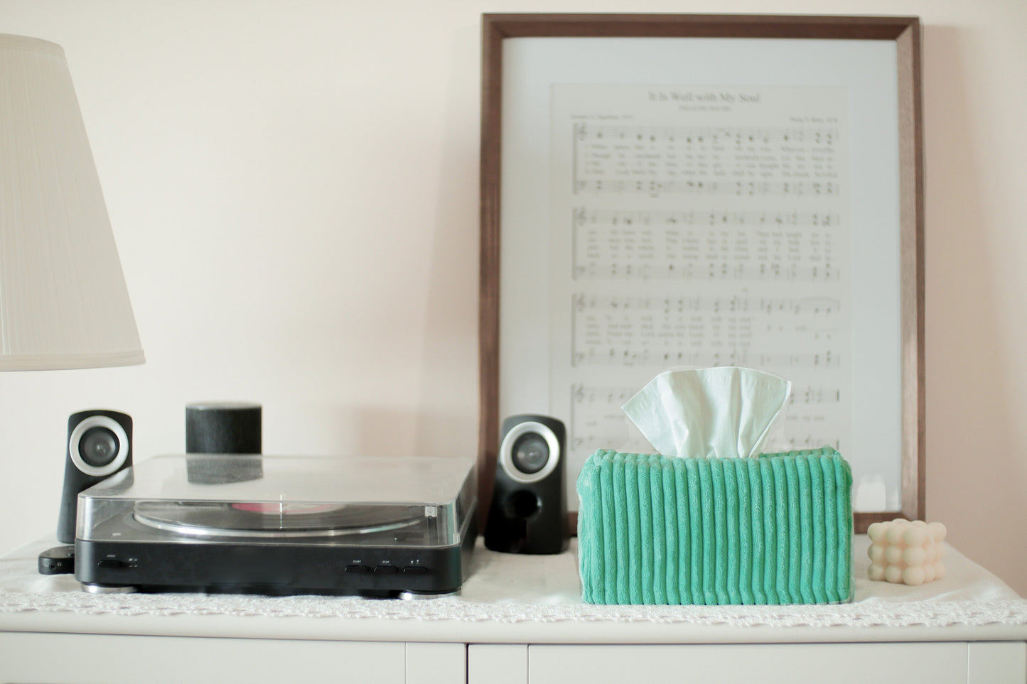 Corduroy Tissue Box Cover Rectangular / Turquoise Aqua Blue / Fall Home Decor Winter Thanksgiving Christmas