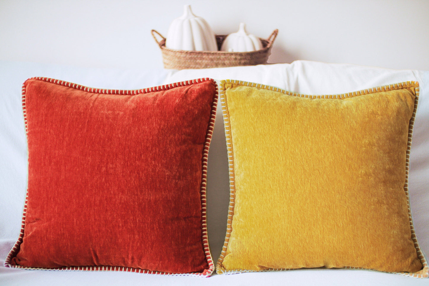 Indigo Blue Chenille Pillow Covers 18 x 18 / For Sofa Living Room and Bedroom / Fall Home Decor Christmas Thanksgiving